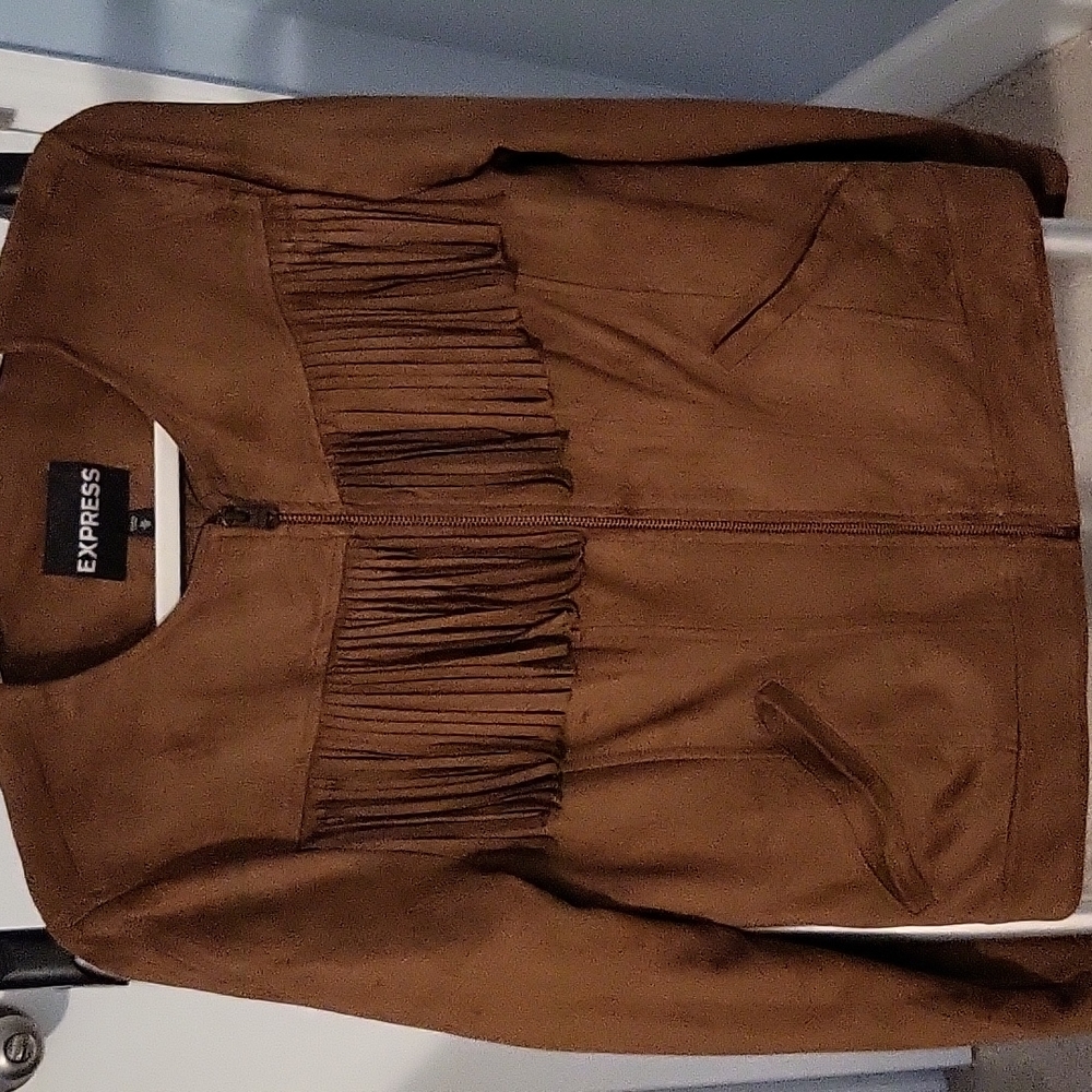 Express, size medium, medium brown faux suede jacket